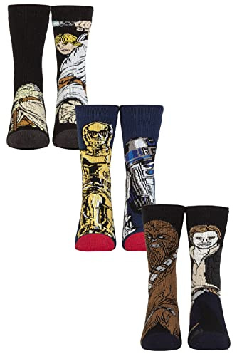 3 pares de calcetines de Star Wars para hombre | soportes de calor | calcetines de regalo divertidos para invierno, Assorted, ^