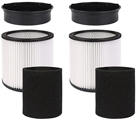 90304 ersättning HEPA-kassettfilter med lock, kompatibel med Shop-Vac Shop 90304, 90350, 90333, 903-04-00, 9030400, 90585 5 gallon och ovan våta torrdammsugare, 2-pack