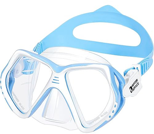 Water Space Taucherbrille Kinder 6-14 Jahre, Schwimmbrille für Kinder Jungen Mädchen Jugend, Tauchmaske mit gehärtetes Glas Anti-Beschlag UV-Schutz Anti Shattered Kein Leck Verstellbares Silikonband