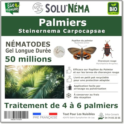 SOLUNEMA - Nématodes Contre le Papillon du Palmier et le Charançon Rouge - 50 millions - Pour 4 à 6 Palmiers