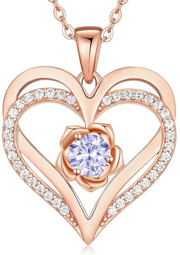 CDE Collana Donna Collana Cuore Argento 925 in Oro Rosa Gioielli Donna 6