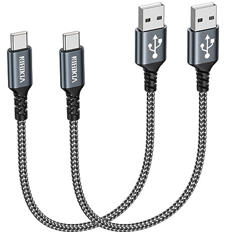 USB C Kabel Kurz [2 Stück 30CM] Nylon Fast Charge Schnellladekabel Typ C Ladekabel für Samsung Galaxy S22 S21 S20 S10 A13 A14 A21 A40 A53 A54, Google Pixel, Motorolo, Nokia, Xiaomi Redmi