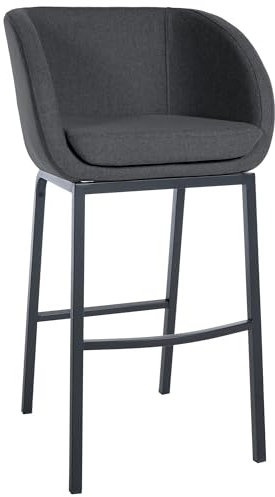 CLP Barhocker Rockhill Filz I Edelstahl Vierfußgestell Mit Fußstütze Und Filzbezug I Belastbar Bis 150 KG, Farbe:grau, Gestell Farbe:schwarz