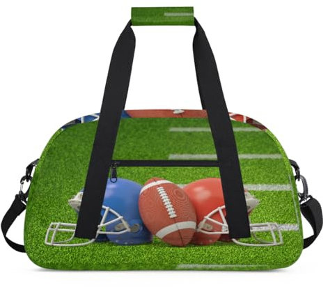 American Football und Helme Kinder Duffel Taschen für Mädchen Jungen, Fußball Übernachtung Weekender Reisetasche 24L Sport Gym Duffel Bag Praxis Tote Tragetasche, farbe, (24L) UK, Taschen-Organizer