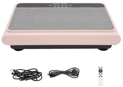 Vibrationsplatte Trainingsgerät, Ganzkörper-Workout Vibration Fitness-Plattform mit 99 Trainingsgerät, Heimtraining Ausrüstung für Gewichtsverlust & Toning (Grau+Rosa)