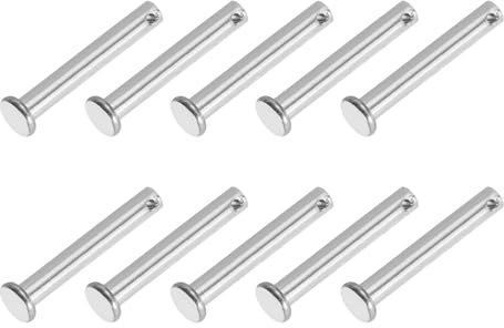 PATIKIL Perni a Testa Piana a Foro Singolo 10 Pezzi Perno Testa Piatta in Acciaio Inossidabile 304 per Serratura a Spina per Sistemi Cardini, Argento, 6 x 40mm