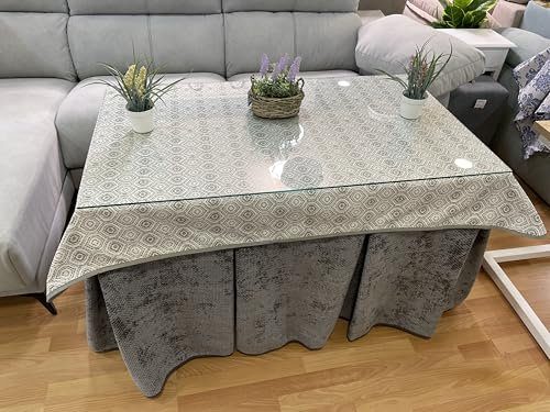 Genérico Ropa de Mesa Camilla Tejido Rústico Terciopelo Elegante Extragrueso - Color Gris - Varias Medidas - Falda Mesa Camilla, Enaguillas, Enaguas, Ropa Chenilla (120 x 70 cm (72 cm de Alto))