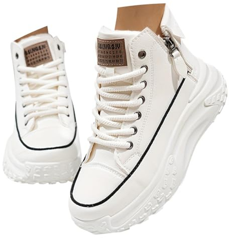 ticticlily Stivali Donna Invernali Caldo Scarpe Neve Stivaletti Casual con Plateau Camminata Stivali Antiscivolo Escursionismo Scarponi Sneakers A Bianco 37 EU
