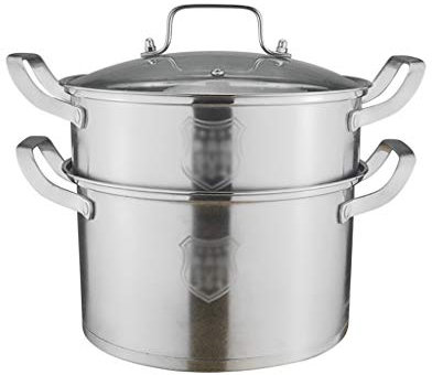 Piccola macchina per couscous in acciaio inox, portaoggetti, supporto, inserto per vaporiera a induzione in acciaio inox a 2 livelli, pentola per cottura a vapore/acciaio/6,3 l 26 * 26 * 23,4 cm
