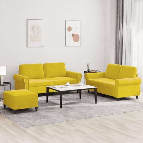 RJPLMFV Set di Divani 3 pz con Cuscini giallo in Velluto Divano multifunzionale Couch Adatto per camere da letto