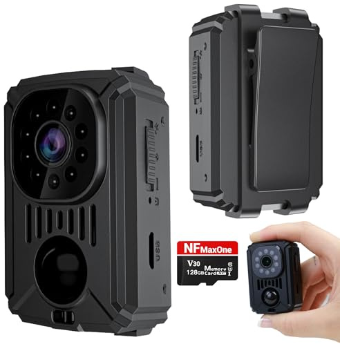 SECURITY TOYS Mini Cámara Espía Oculta - Camara de vigilancia para Coche sin WiFi con Sensor de Movimiento y Visión Nocturna - Cámara Espía con Batería de Larga Duración, sin Internet, MicroSD 128GB