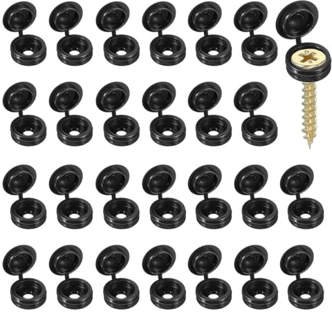 YELARXI Screw Snap Covers, M4 Plastic Hinged Screw Cover Caps Shutter Screws Fold Snap Washer - Fitting for (Windows/Railings/Home Furniture/Cabinets), 4mm & 120 Pack & Black