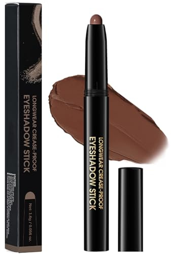 Matte Brown Eyeshadow Stick – Smooth Creamy Shadow & Eyeliner Pencil for Eye Contour and Smokey Makeup, Long Lasting Smudge-Proof Pressed Texture, Natural Blendable Formula for Mature Women