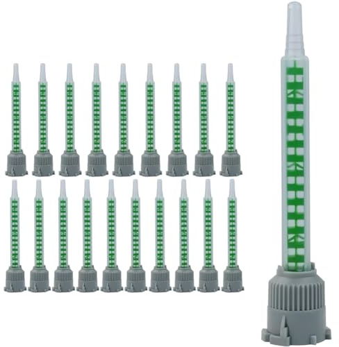 UieoKakeh 20 Boquillas Mezcladoras de Adhesivo Epoxi para Cartuchos de Resina de 50 Ml (Relación 1:1 y 2:1)