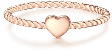 GLANZSTÜCKE MÜNCHEN Damen-Ring Herz Sterling Silber rosévergoldet - Damen-Schmuck Freundschafts-Ringe dünner Steck-Ring Herzring