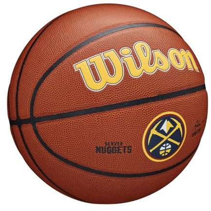 Wilson Pallone da Basket NBA TEAM TRIBUTE BSKT, Utilizzo Outdoor, Gomma, Misura 7, Rosso/Blu (Denver Nuggets)