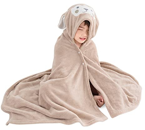 SONARIN Toalla Bebé con Capucha,Toalla de Baño para Niños Bebé Albornoz con Capucha Capa de Baño Extra Grande Suave y Absorbente Toalla Baño Manta para Niños y Niñas 70 x 140CM(Camello)