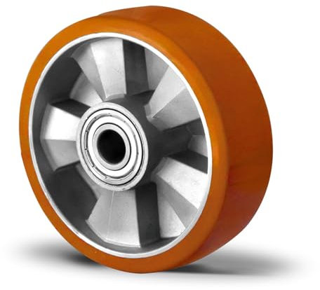 Abrollwerk Rueda empotrada de alta resistencia, llanta de aluminio, poliuretano, diámetro 125 mm, doble rodamiento de bolas, capacidad de carga 1200 kg (rueda empotrada)