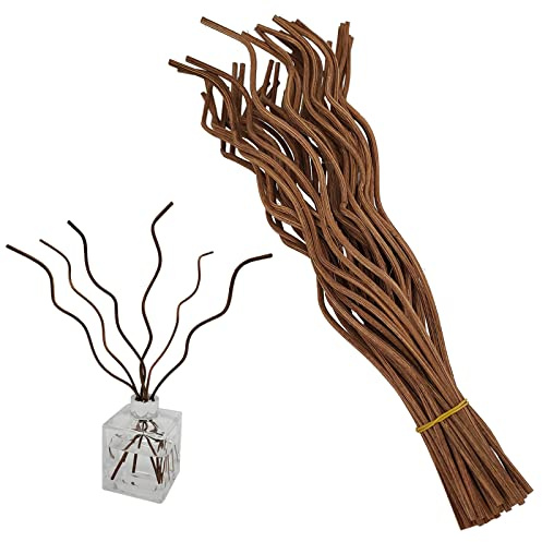 11-inch Brown Wavy Natural Rattan Reed Diffuser Sticks 50PCS Fragrance Aromatherapy Volatile Replacement Refill(50PCS Brown)