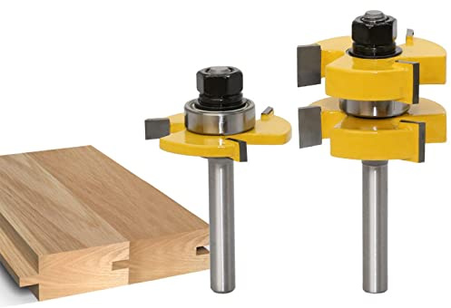 2st 8 Mm 1/4 Skaft Spont- Och Spårfräs-set - Stort Lager Upp Till 1-1/4 Träbearbetningsfräs Tappfräs För Träbearbetningsverktyg,6,35 Mm Skaft