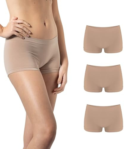 Risalti Shorty Femme sans Couture Lot de 3 – Boxer Femme Invisible Microfibre, Culotte Seamless sans Étiquettes, Caleçon Doux et Respirant – Made in Italy