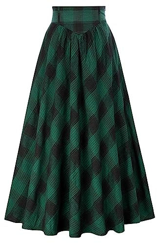 Scarlet Darkness Viktoriansk traditionell damkjol med hög midja och snörning, medeltida maxikjol