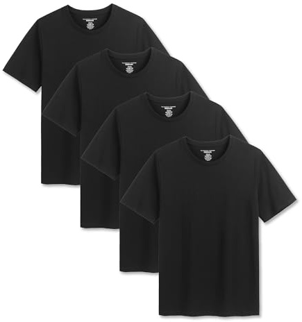 The Essentials Wardrobe Mens 4 Pack T- Shirt - Black - Large