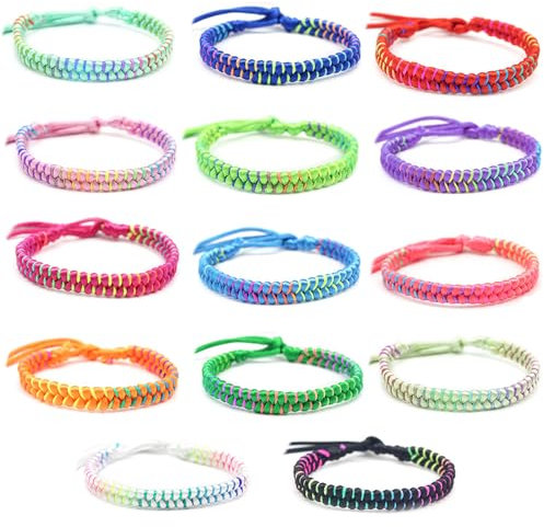 Keboyoe 14 Stück Freundschaftsarmband Geflochten Freundschaftsarmband Handgefertigtes Bunte freundschafts Armbänder Verstellbar Geflochtenes Armband für Mädchen Frauen Kinder