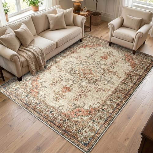 Aspire Homeware mattor för sovrum vardagsrum 120 x 170 cm – traditionella mattor modern tidlös kashmirstil – mjuk kort lugg vintage matta – matta för matsal lätt att rengöra