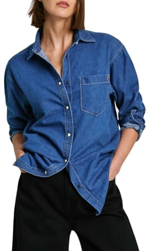 Pepe Jeans Damen Boyfriend Shirt Pl304895 Hemd, Blue (Denim-HT8), M