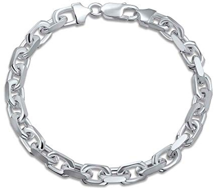 Bling smycken för män tjock solid tung .925 sterling silver ankare oval Forzata kedja länk armband tillverkat i Italien 20-20 cm, One Size, Metall, Ingen ädelsten