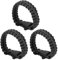 PATIKIL Survival Paracord Armbänder, 3er Pack Geflochtenes Armband mit Kunststoffverschluss Partygeschenke Campinggeschenke Outdoor-Umhänge für Männer, Schwarz
