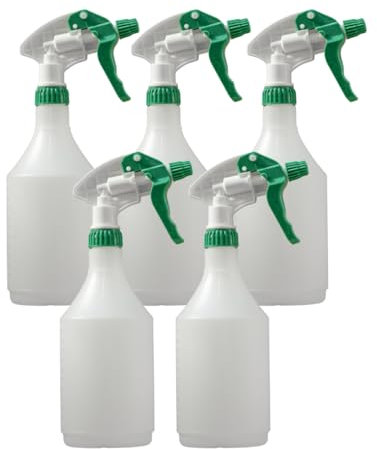 Avern Large 750ml Spray Bottles Plastic For Cleaning Solutions Gardning & Home Use Gardening, Plant, Water, Durable Trigger Sprayer, Refillable Mist Spray Bottle Heavy Duty (Green, 5 Pack)