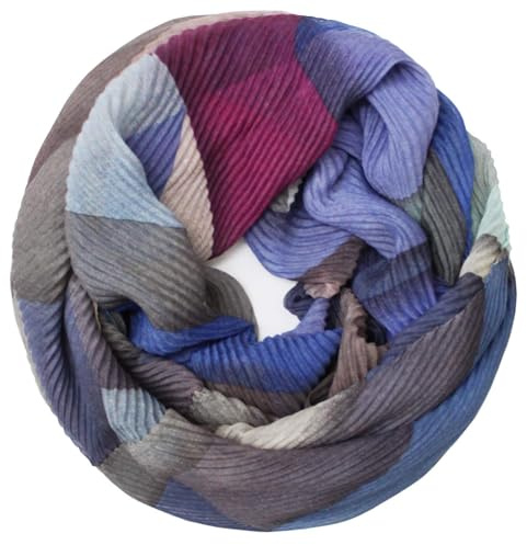 GLAMEXX24 Foulard Loop per Donna, Sciarpa a Tubo Arricciata, Sciarpa Calda e Morbida, Motivi Astratti, Tessuto Crinkle Leggero