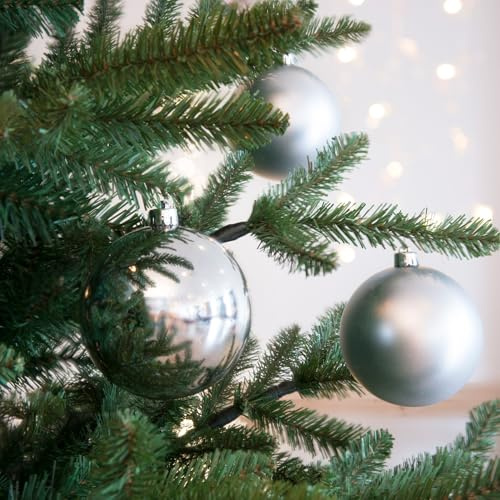 8 x Weihnachtskugeln aus Kunststoff Ø 10 cm - wetterfest frostsicher - Christbaumkugeln für Innen und Außen - Weihnachtsbaumkugeln Kunststoff Größe 8 x (10 cm), Farbe Silber (matt + Glanz)