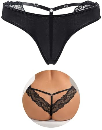 ohmydear Womens Lace Thongs Sexy Plus Size French Knickers Cheeky Panties