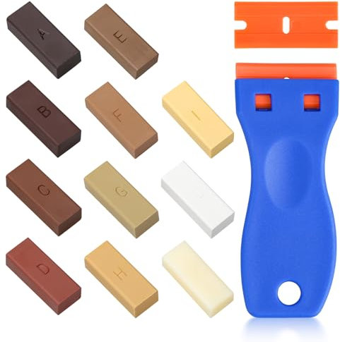Lot de 11 Kit de Réparation de Cire dure, Cire de réparation de meubles pour Bois/Carrelage/Parquet/Laminé/Vinyle/Linoleum, Mastic de Cire pour les Rayures et les Trous tous les Meubles en Bois, Sol