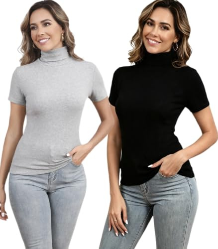 Damtröja med polokrage strumpa lättstickad body kortärmad t-shirt modern smal topp ståkrage baströja ull vintage chic vinter höst vår