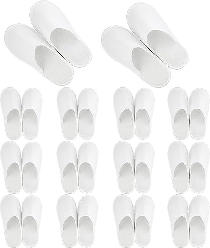 REBECASKYENS 14 pares de zapatillas de hotel, blancas zapatillas desechables para invitados y spa