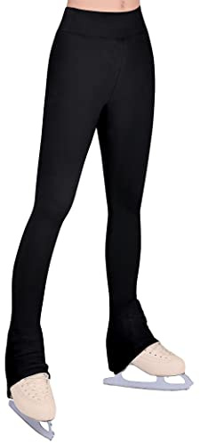 Nymphperi Girls Figure Skating Legging Size 13-14 Years Old Black Soft High Waist Pants for Jogger Daily Wear
