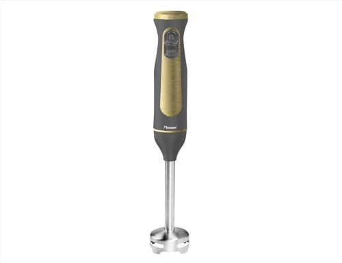 Bestron Stabmixer, Pürierstab mit 2 Geschwindigkeitsstufen & ergonomischer Handgriff, inkl. Turbofunktion mit mehr als 14.000/rpm, Staab abnehmbar, Material: Edelstahl, Farbe: Gold/Anthrazit