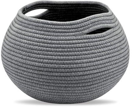 Aufbewahrungskorb Grau - Korb Grau - Korbs Geflochten Rund - Aufbewahrung Korb für Decken Wohnzimmer die Wohnkultur Toilettenpapier Spielzeug Hundespielzeug Snacks Schlafzimmer (25 x 21 cm)