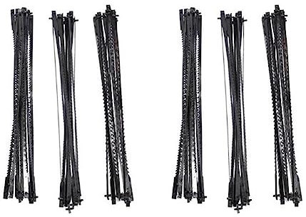 Wzxksoac 72Pcs Scroll Saw Blades 127mm Carbon Steel Fretsaw Blades with Pin 15/18/24 Teeth Standard Fine Cut Saw Blades