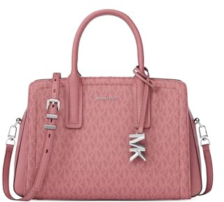 Michael Kors Laila Small Satchel, Silver-Tone Hardware/Signature Coated Twill/Rosewood