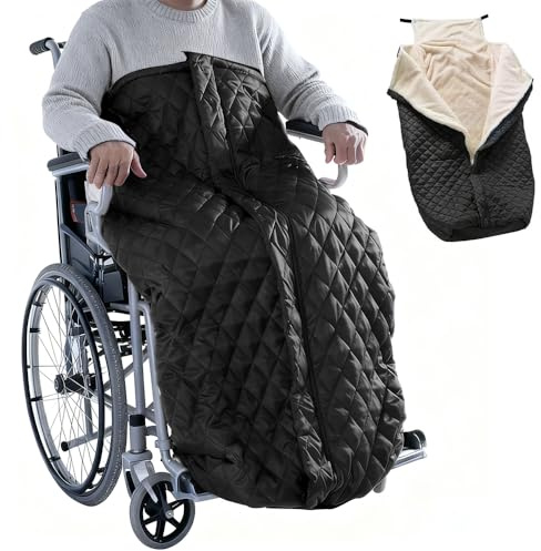 Afenau Saco para silla de ruedas, manta de invierno a prueba de viento para silla de ruedas, 130 cm, calor a prueba de viento, manta para las piernas, manta de felpa para sillas de ruedas, saco para