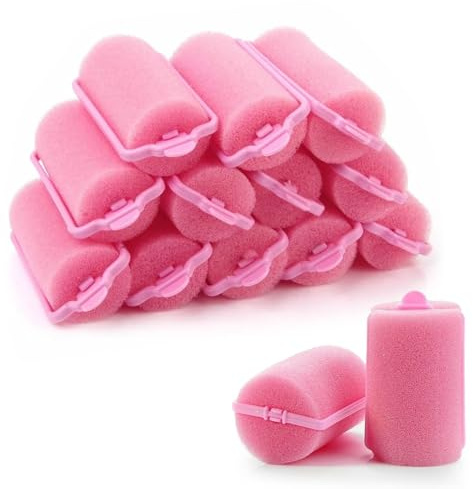Funalix Lot de 12 bigoudis en éponge - Pour cheveux longs et courts - En mousse souple - Pour femmes, filles et enfants - Outils de coiffure DIY pour des boucles durables