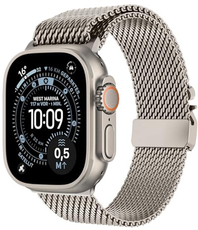 Armband kompatibelt med Apple Watch Ultra 3 49 mm 44 mm, 46 mm, 45 mm, 42 mm, justerbar magnetisk rostfritt stål i metall för Ultra 3 2 1, SE 3 2 1, iWatch Series 11 10 9 8 7 6 5 4 3 2 1 dam herr