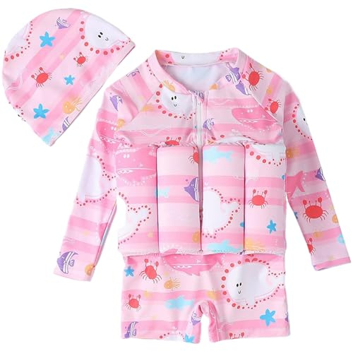Whyzsjnclg Costume da Bagno Galleggiante per Bambini, Costume da Bagno Galleggiante con galleggiamento Rimovibile per Bambini, 110