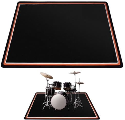 Skdqiee Drum Rug, 6 x 5FT Rectangular Drum Mat, Drum Carpet with Non-Slip Grip Bottom, Soundproof Musical Instrument Rug, Professional Drum Accessories