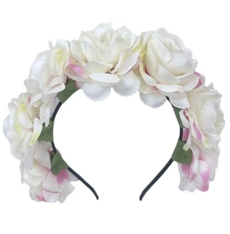 Hårband med konstgjord blomsterkrans Blomma Hårband Kvinnor Rose Tyg Krona Flerfärgad Dekor Tillbehör 20cm(Color4)